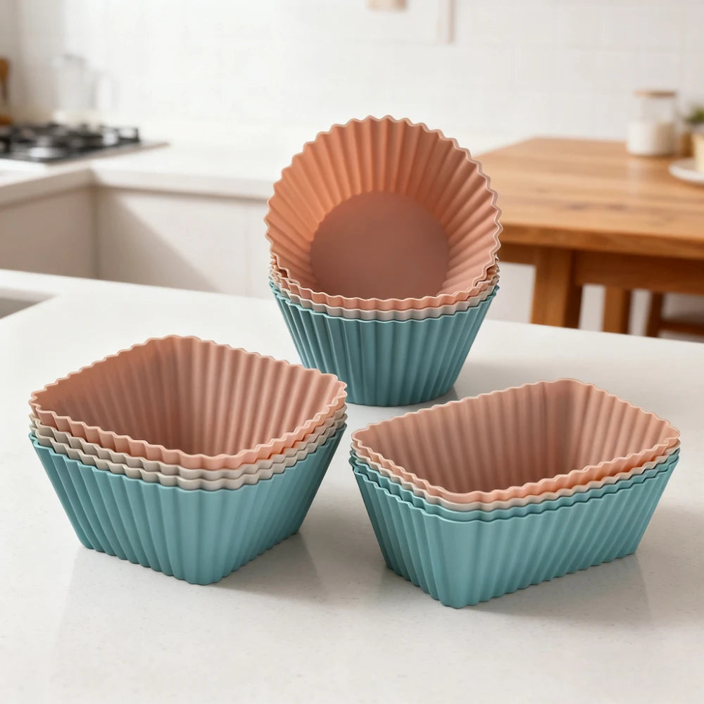 12-Piece Silicone Muffin Cups – Nonstick Cupcake & Bento Dividers