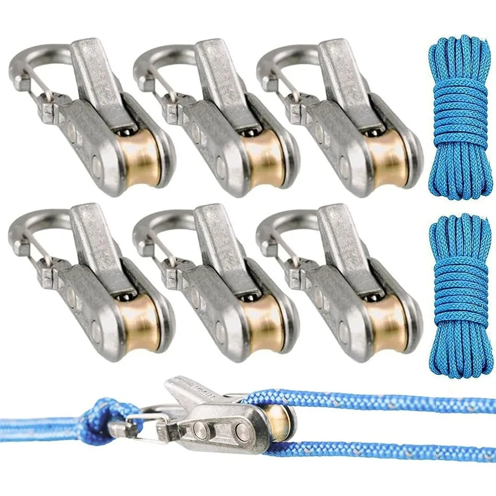 Knot-Free Rope Tensioner 6-Pack – Locking Tie-Down w/ Hooks