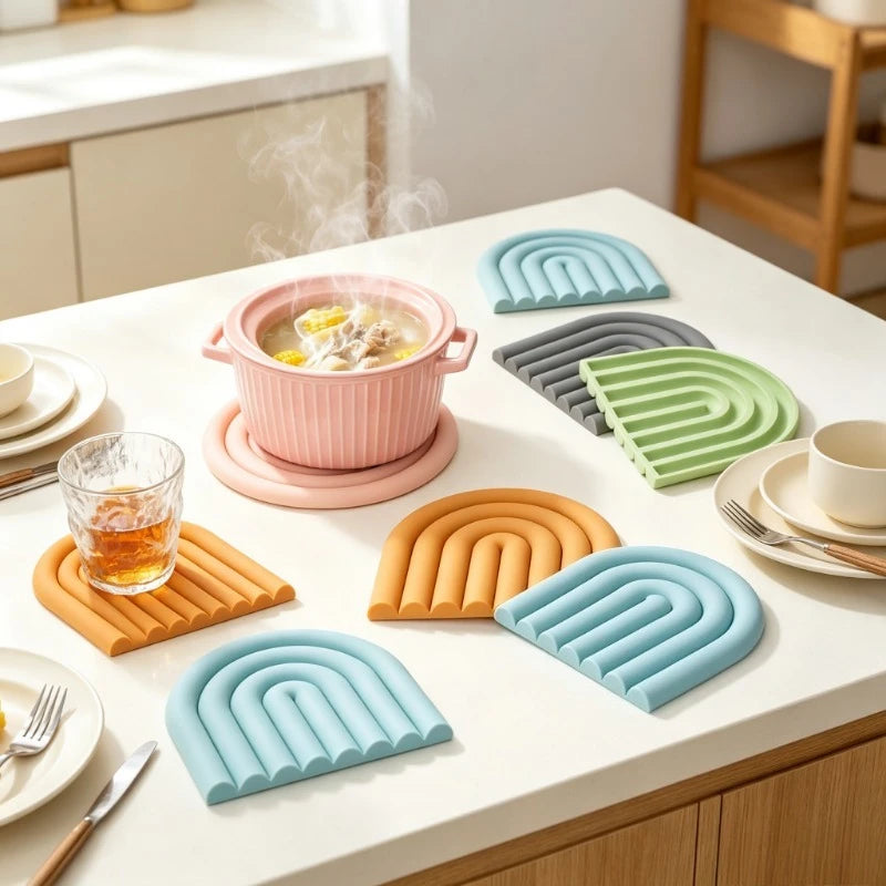 Rainbow Cloud Silicone Trivet Mat – Heat Resistant Non-Slip Pot Pad