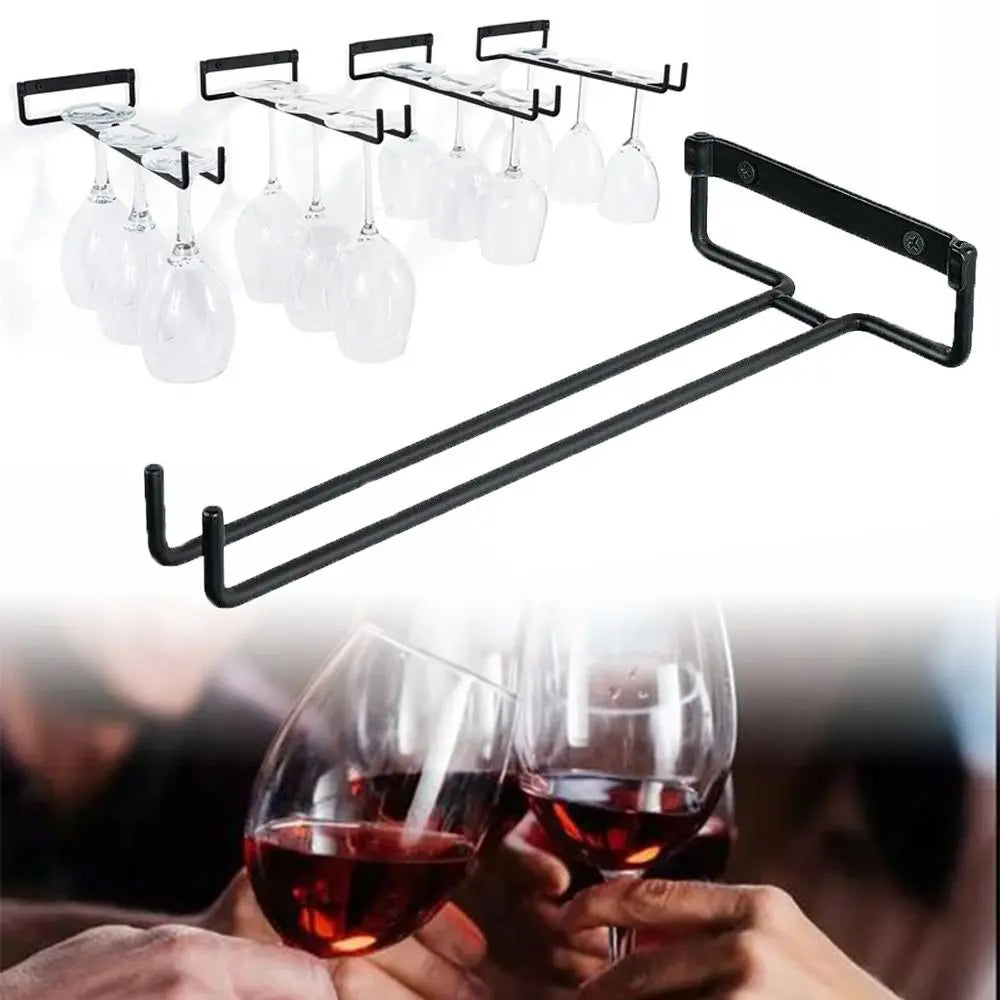 Wall-Mounted Iron Stemware Holder – Black Goblet Rack