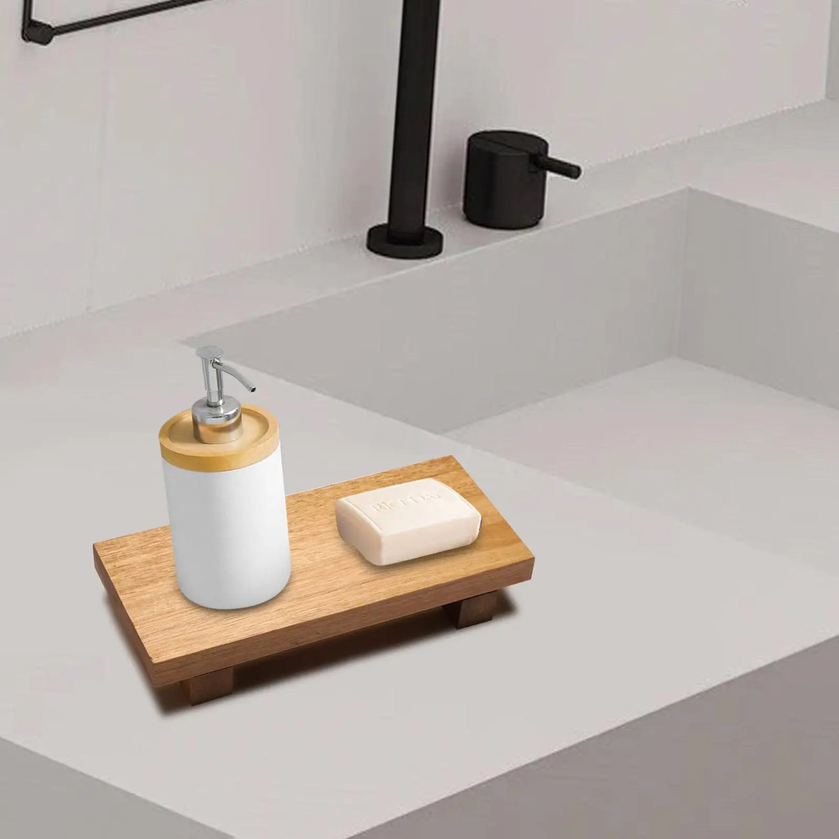 Rustic Wooden Pedestal Display Tray & Soap Stand | Wood Riser