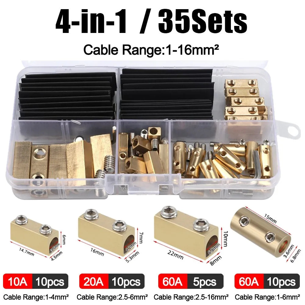 Brass Waterproof Terminal Block Set with Heat Shrink Tubing