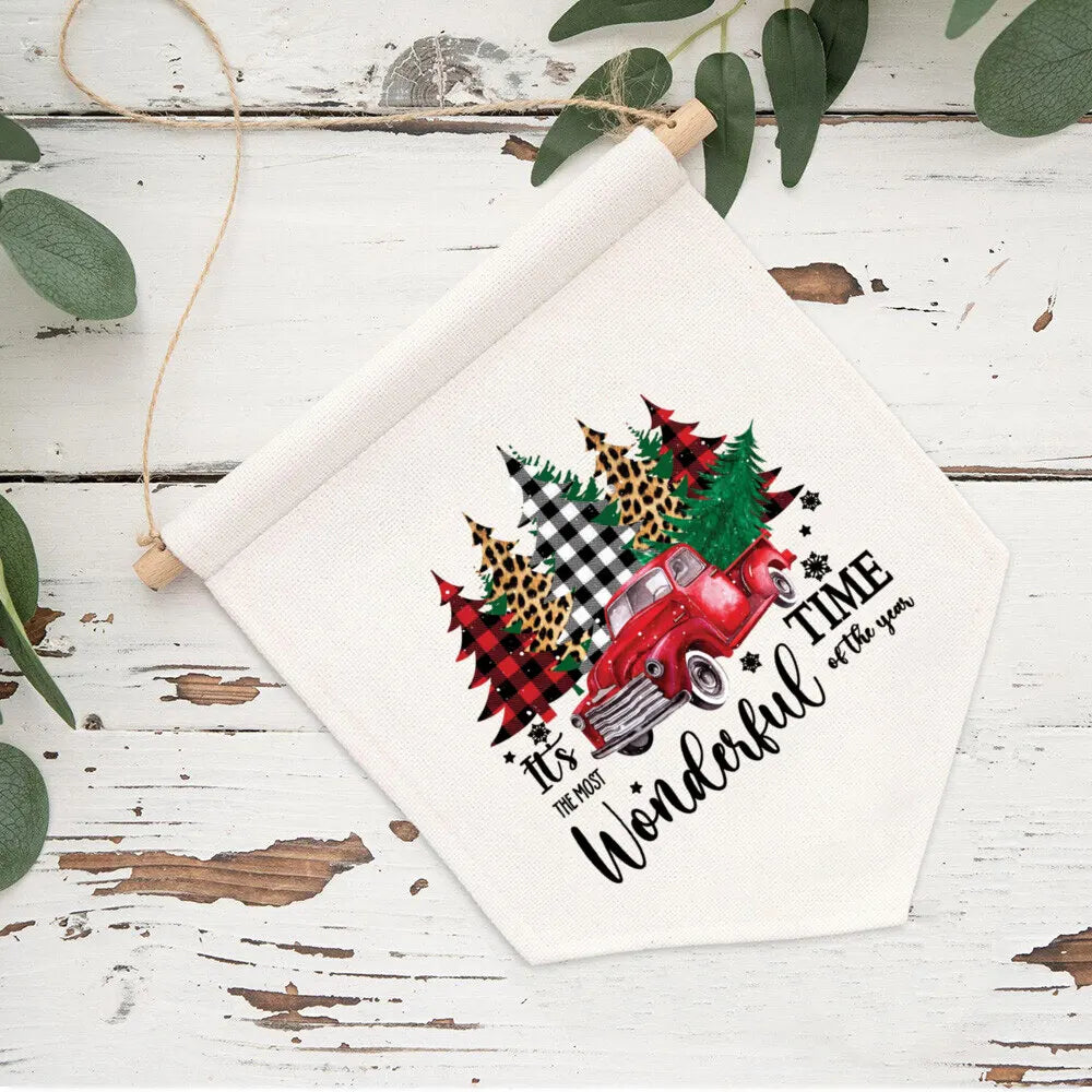 Christmas Pennant Flag – "Most Wonderful Time" Holiday Decor