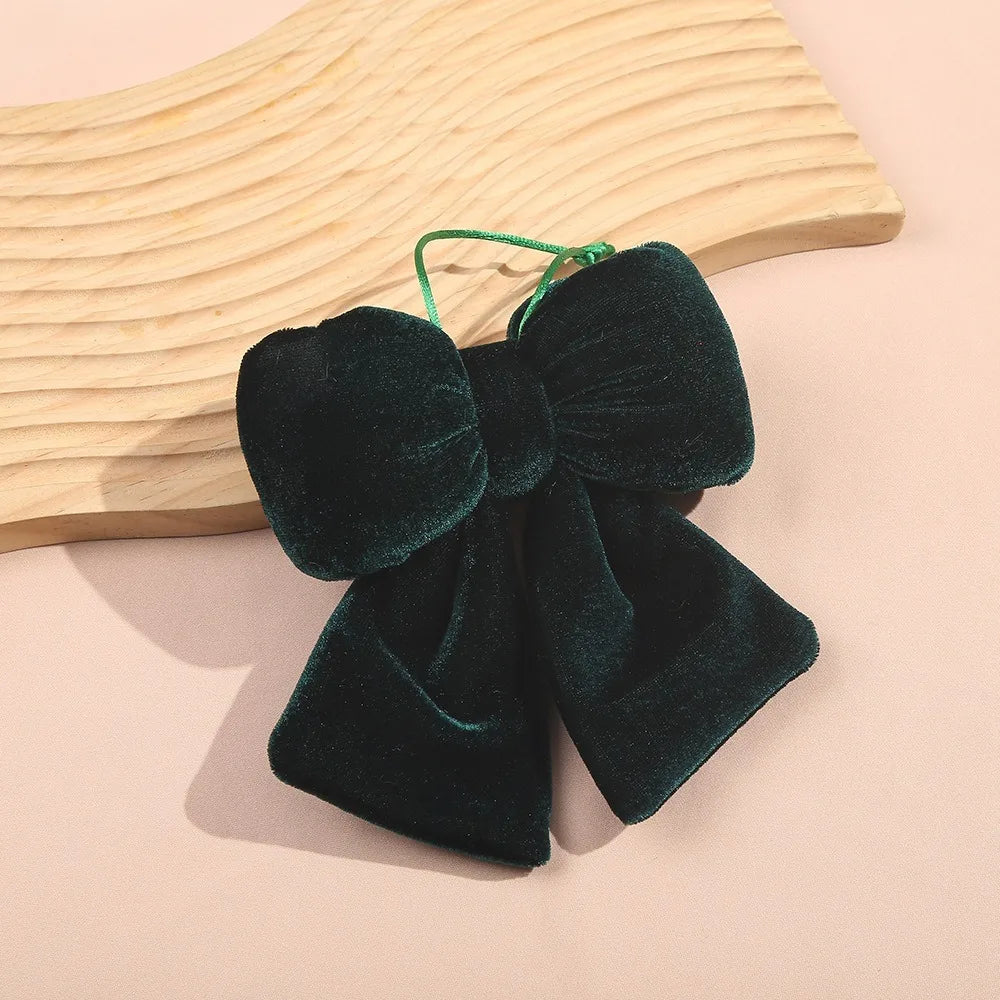 Velvet Bowknot Christmas Ornament | Hanging Bow Pendant Décor