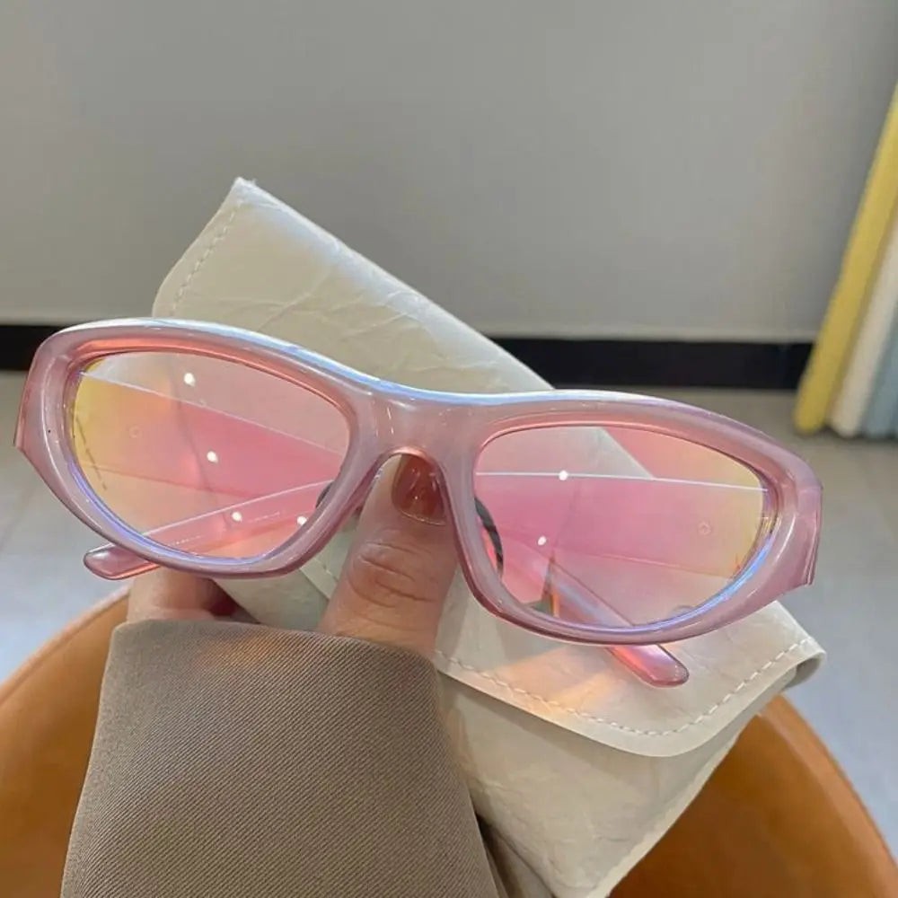Y2K Oval Sports Punk Sunglasses UV400 – Colorful Mirror Lens