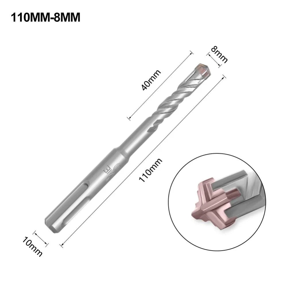 SDS Plus Concrete Drill Bit – 4 Cutter Cross Tip, 5–12mm