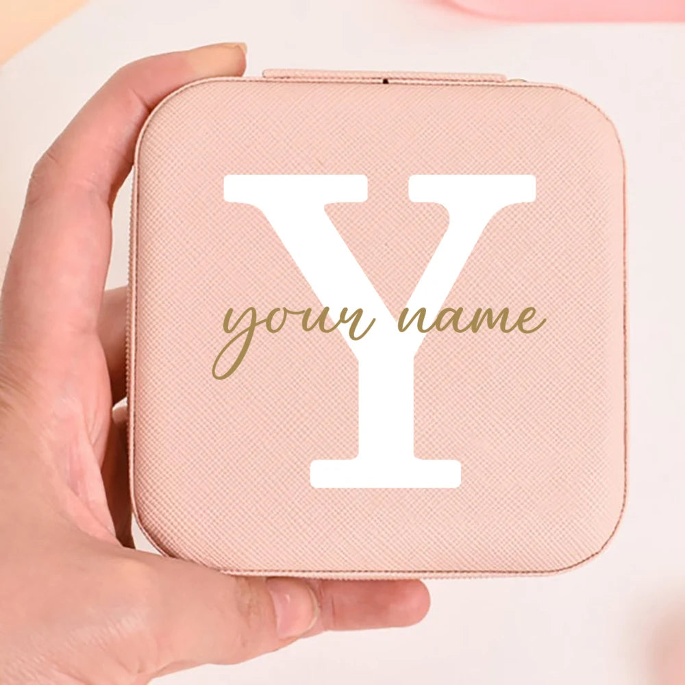 Personalized Faux Leather Jewelry Box – Custom Name & Initial