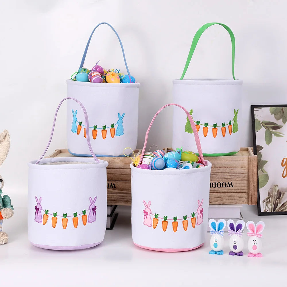 Easter Canvas Tote Bag – Bunny Egg Hunt & Candy Gift Basket