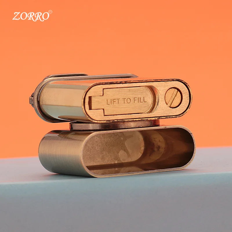ZORRO Brass Windproof Fuel Lighter – Tiger & Camel Design