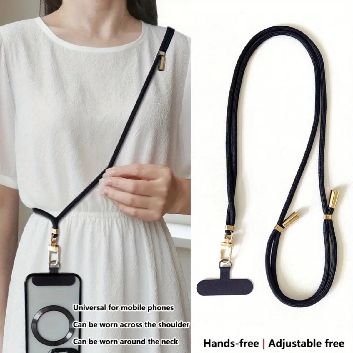 Adjustable Crossbody Phone Strap | Gold Buckle Multi-Color