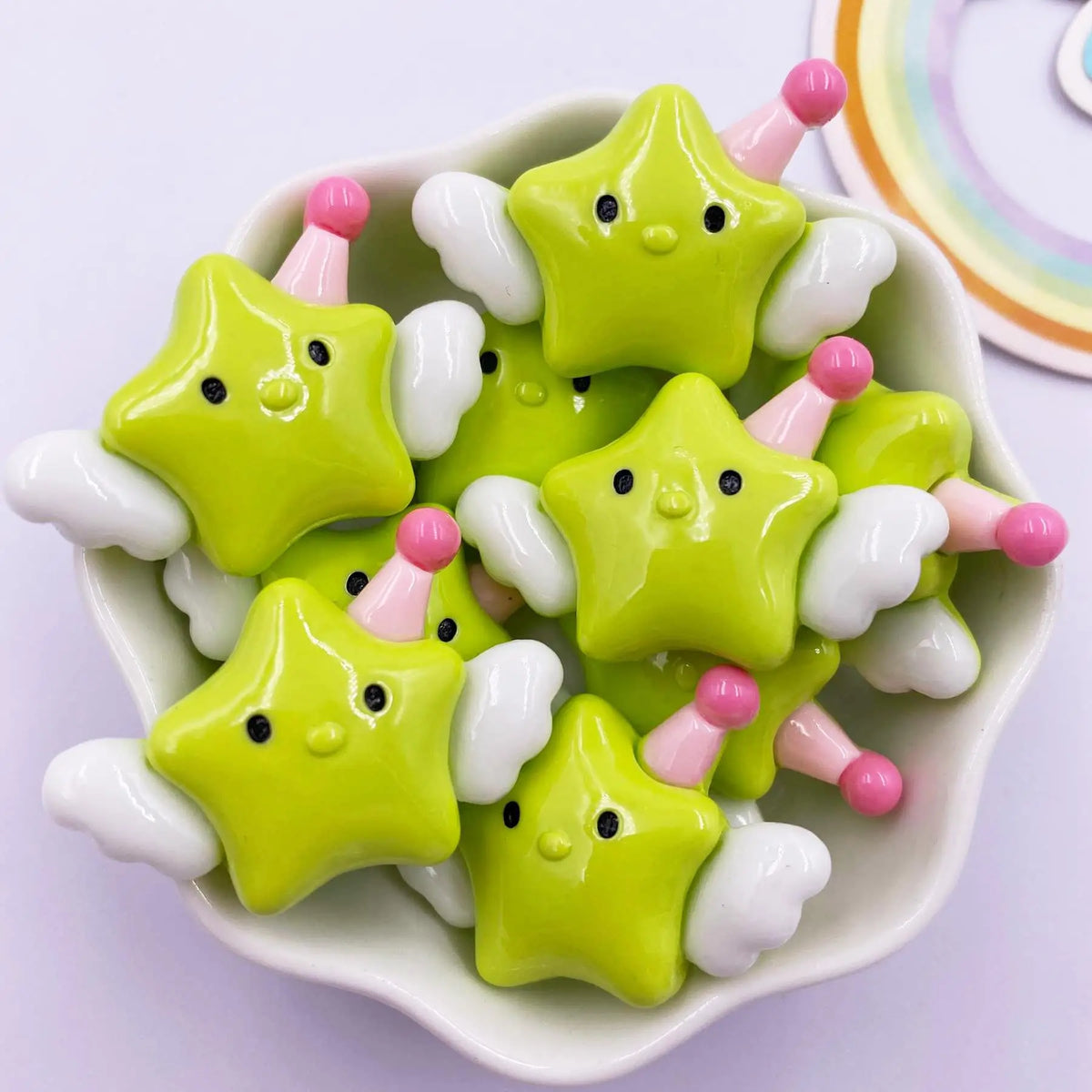 Resin Kawaii Angel Star Baby Flatback Figurines 6PCS DIY Crafts