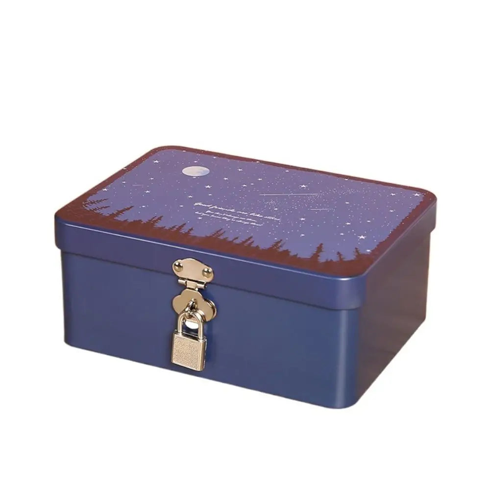 Vintage Tinplate Storage Box with Lock & Key | Jewelry Tin