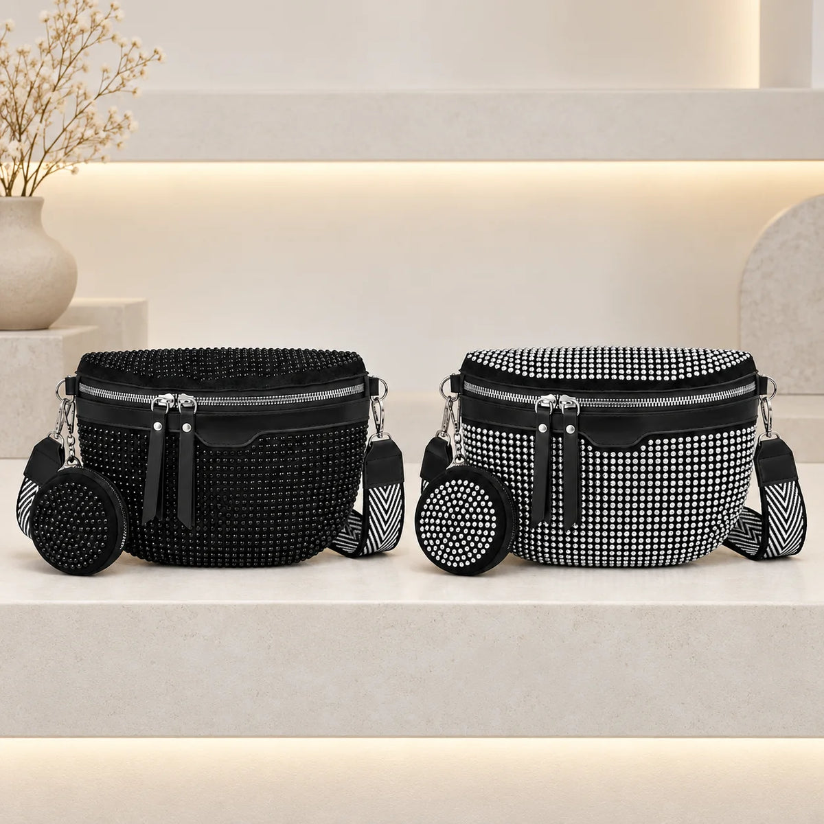 Women's Rhinestone Crossbody Bag | Sparkly Chain Sling Bag