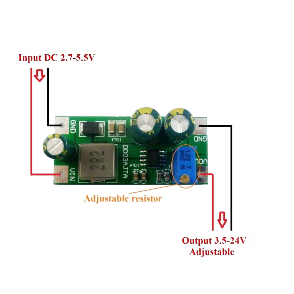 30W DC-DC Boost Converter Module 2.7–5.5V to 3.5–24V