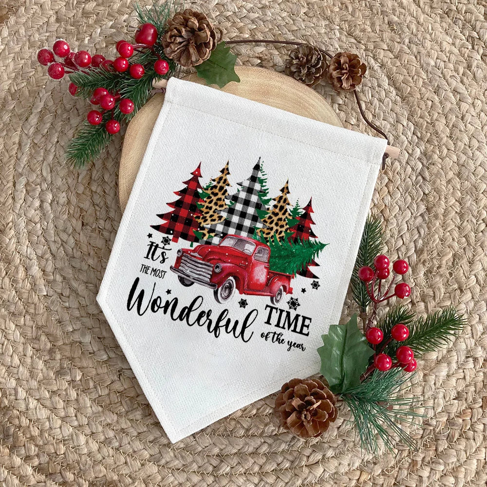 Christmas Pennant Flag – "Most Wonderful Time" Holiday Decor