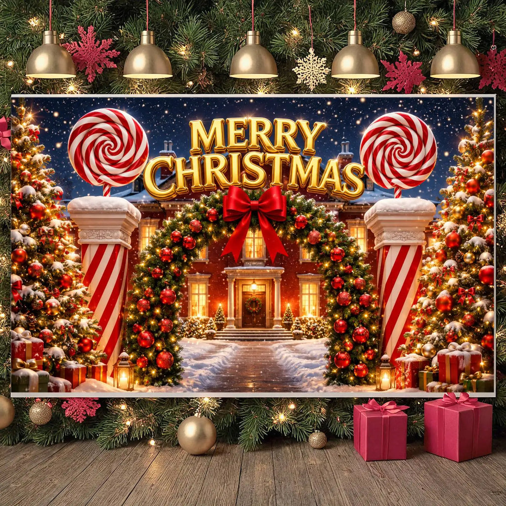 Christmas Backdrop Banner | Winter Holiday Xmas Display