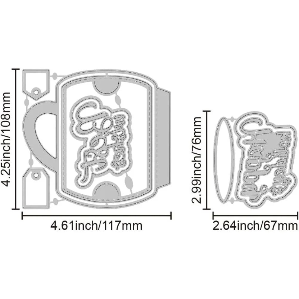 2-Piece Coffee & Tea Cup Cutting Dies for DIY Scrapbooking