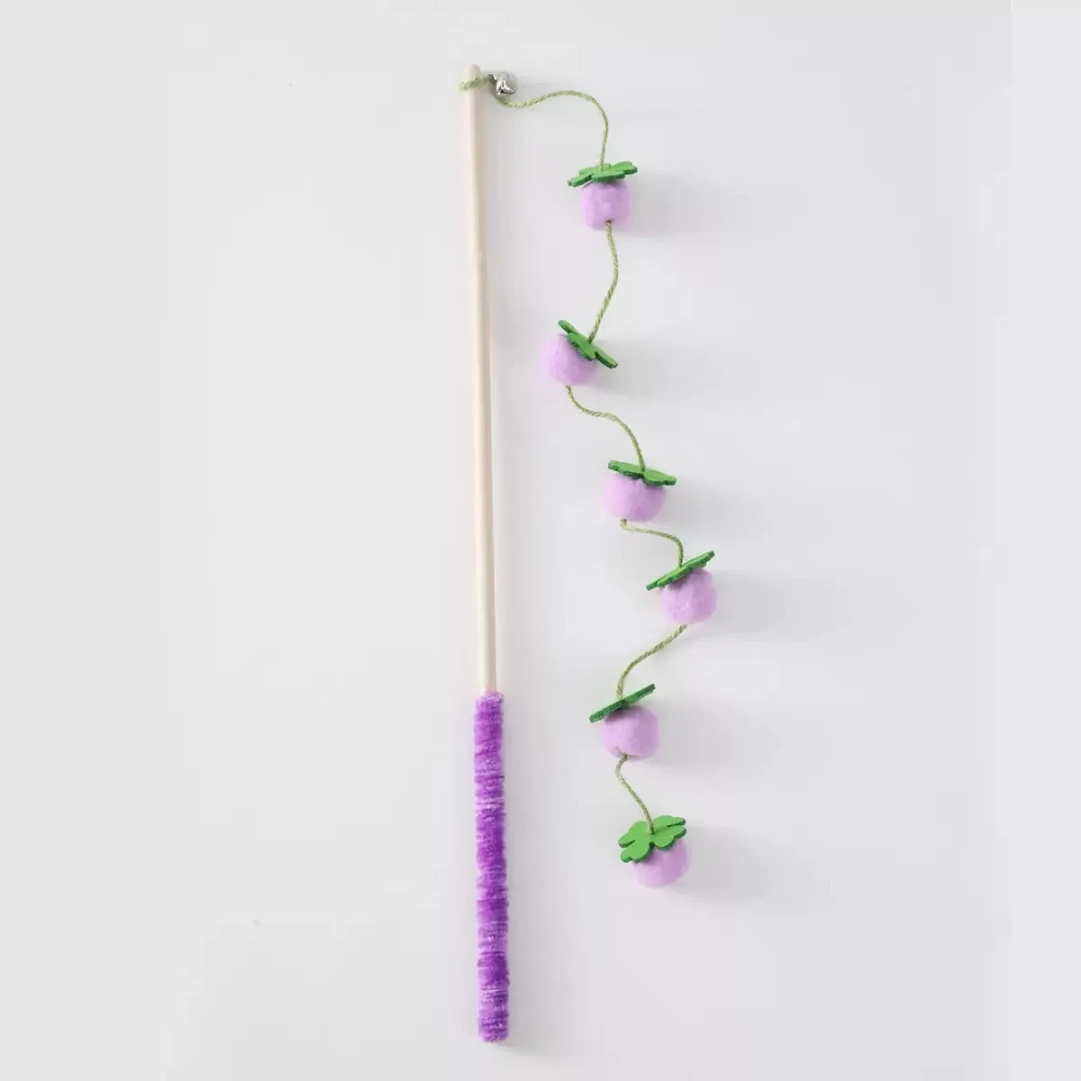 Fruit-Shaped Plush Cat Wand Toy | Wooden Handle Stick