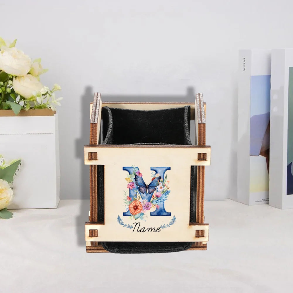 Personalized Mini Wooden Succulent Planter Pot – Custom Name