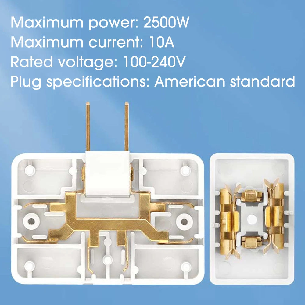 3-in-1 Rotatable US Plug Socket Adapter | 180° Multi-Outlet