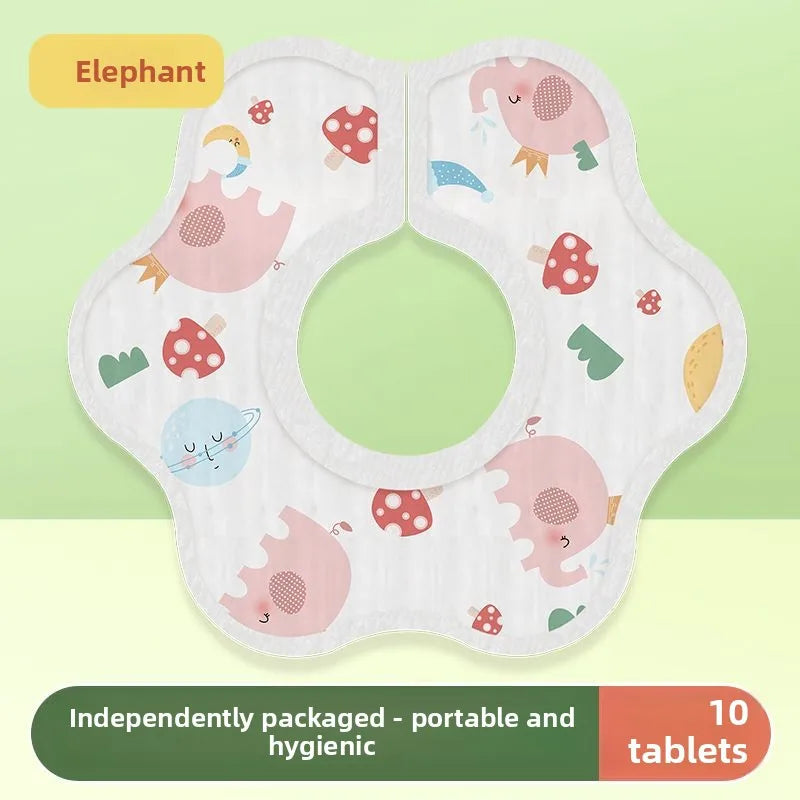 Disposable 360° Waterproof Baby Drool Bibs – 10 Pack