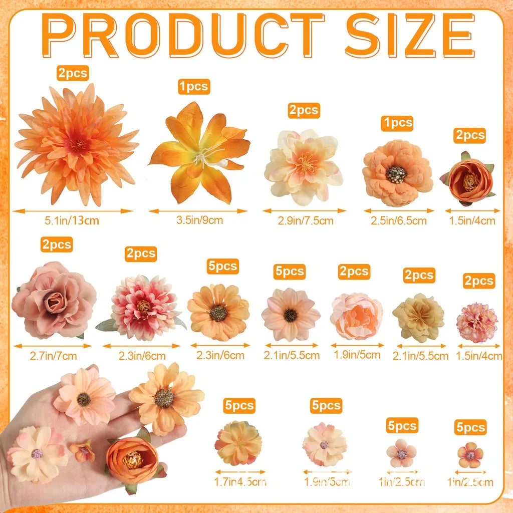 48-Piece Silk Artificial Flower Heads | DIY Décor Set