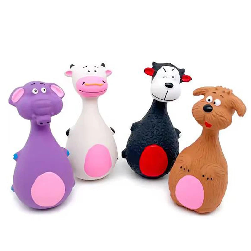 Cartoon Squeaky Dog Toy – Bite-Resistant Latex Animal Figure