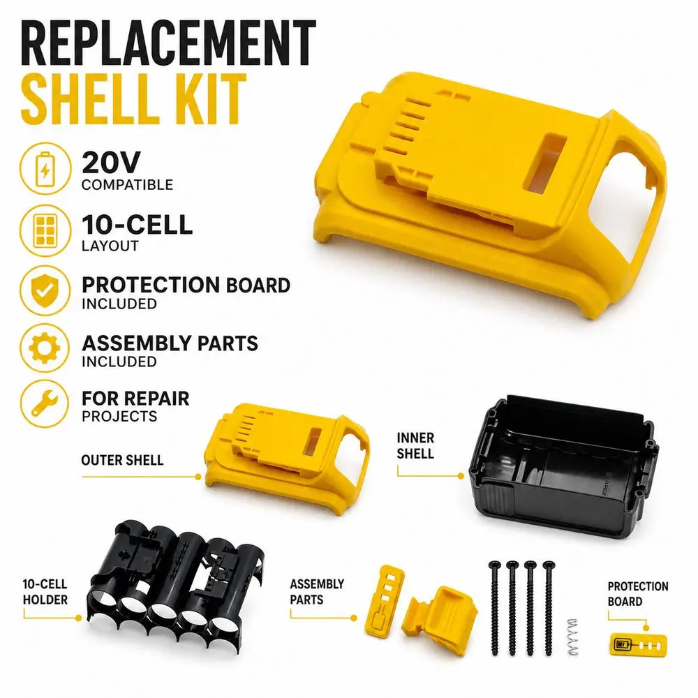 20V Battery Shell Replacement Kit for DeWalt DCB200 DCB201 DCB203