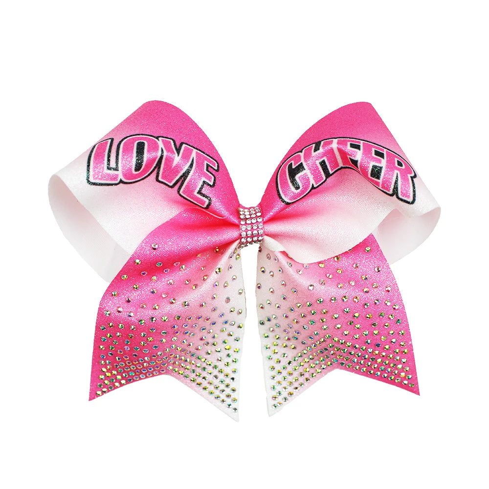 50-Pack 7" Glitter Cheer Bows with Rhinestone Strips | Bulk