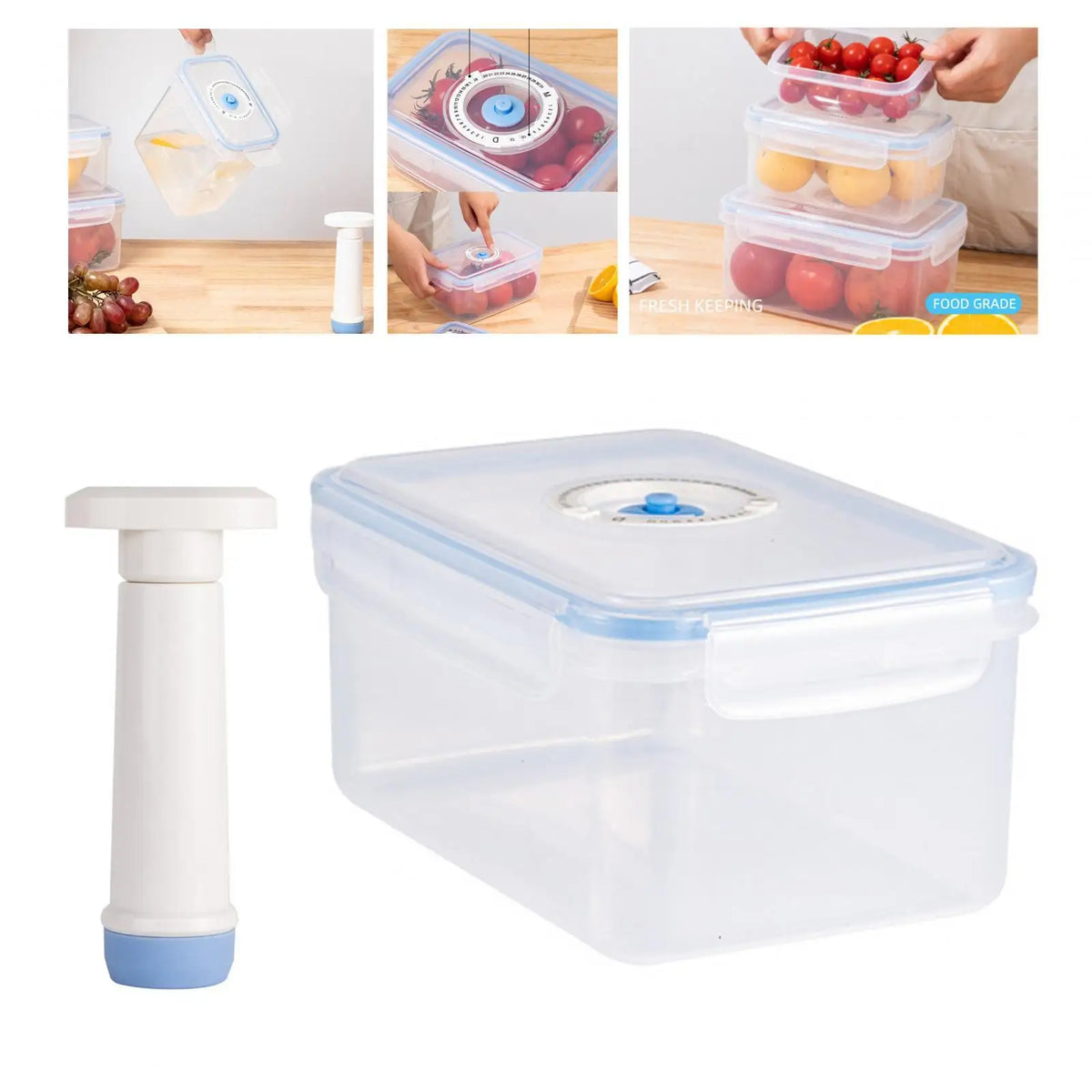 Vacuum Sealed Food Storage Container with Air Pump – 4 Sizes