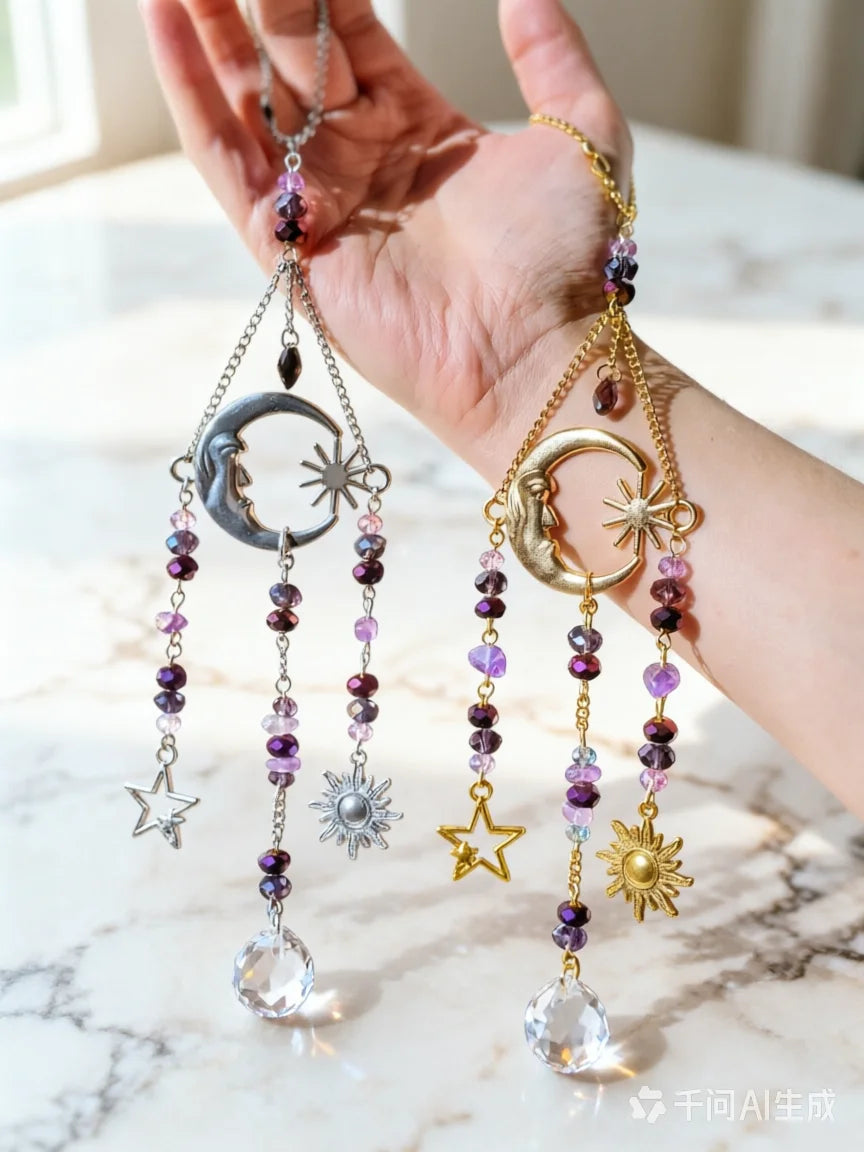 Crystal Moon Goddess Sun Catcher Pendant | Home Decor