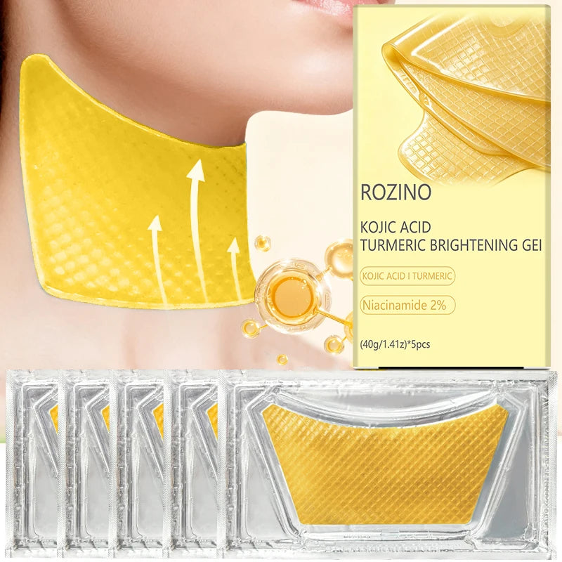 ROZINO Kojic Acid Turmeric Brightening Neck Mask | 5/10/15 Pack