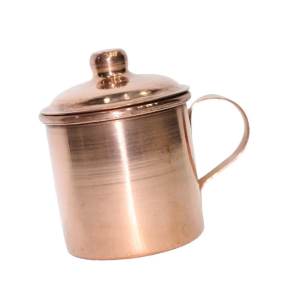 Retro Handmade Copper Mug with Lid & Handle – 300ml Cup