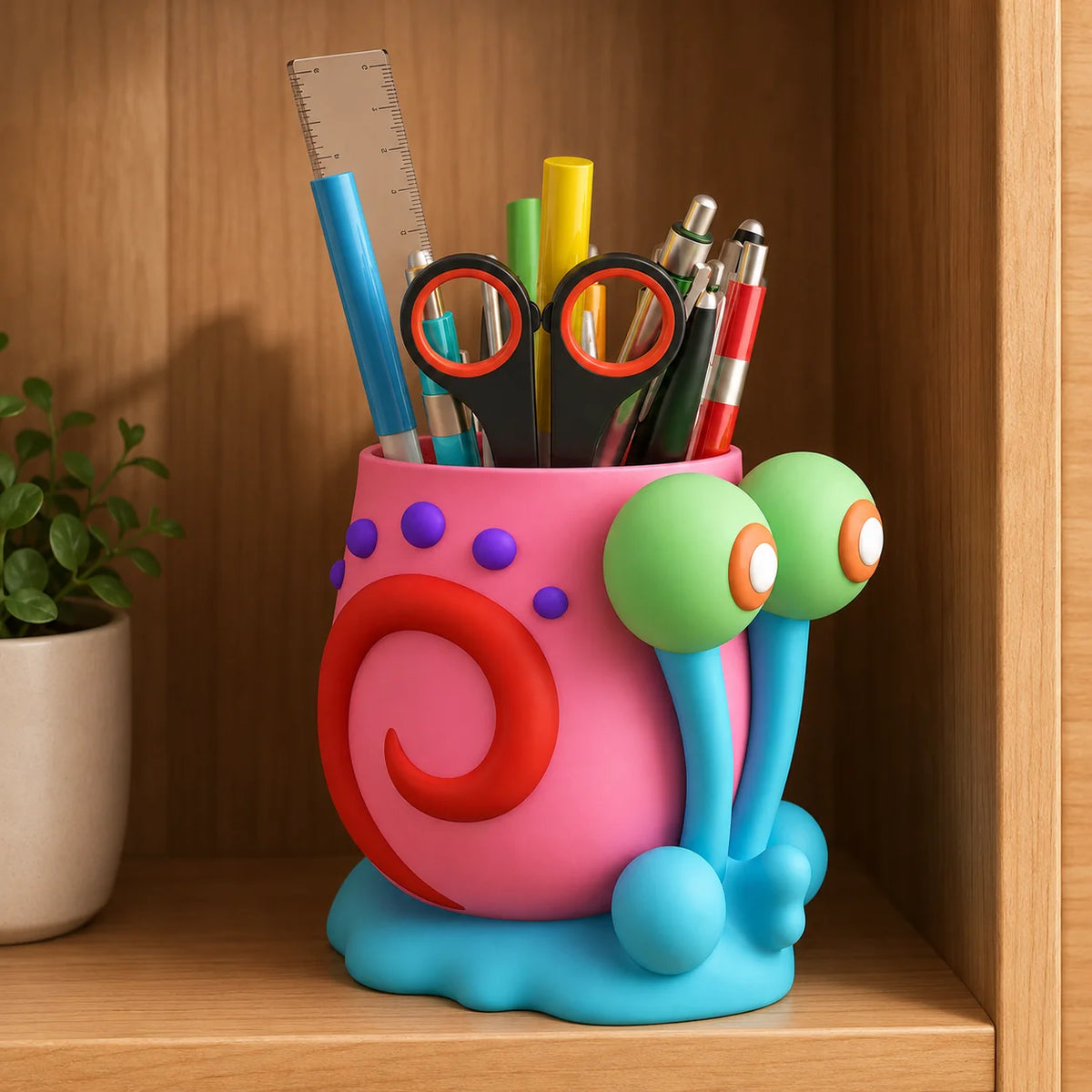 Cute Cartoon Snail Pen Holder | Kids Desktop Pencil Organizer