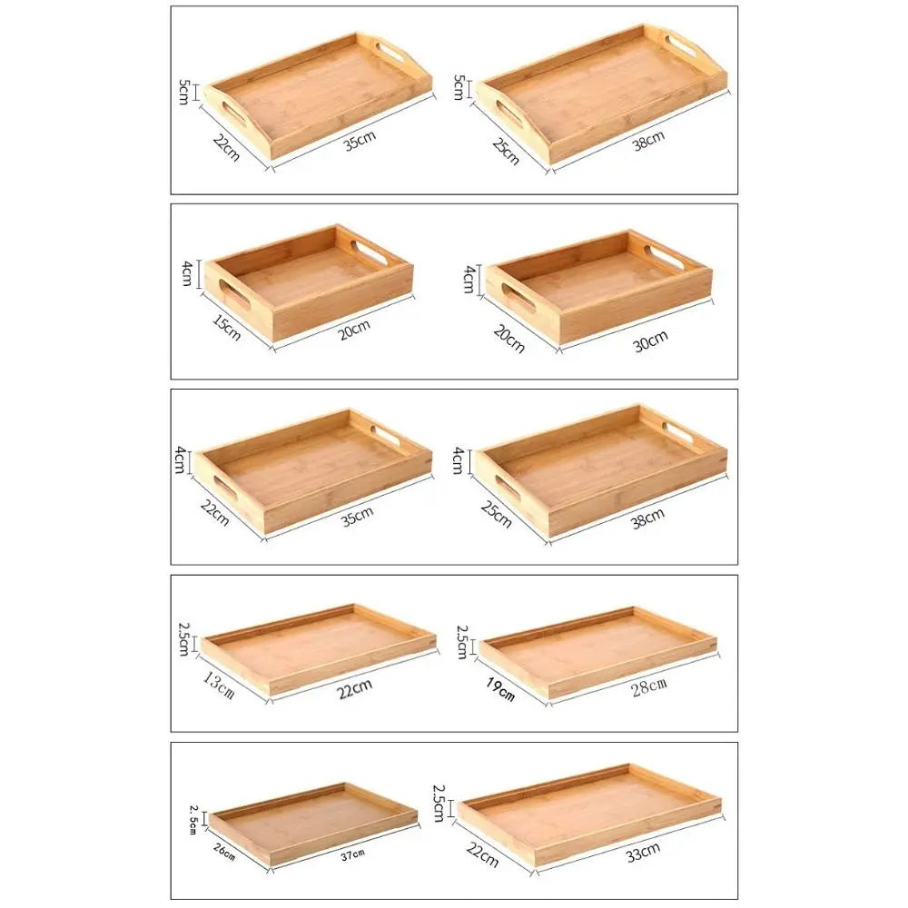 Retro Bamboo Wood Rectangular Storage Tray – Tea & Home Décor