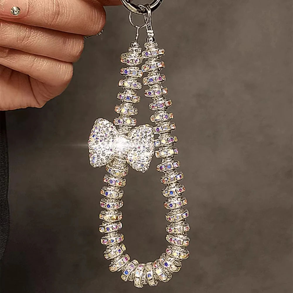 Rhinestone Bow Phone Wrist Strap – Bling Crystal Bracelet Lanyard