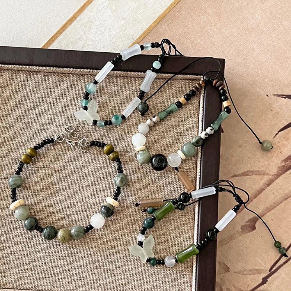 Chinese Bamboo Beaded Bracelet – Vintage Braided Rope Style