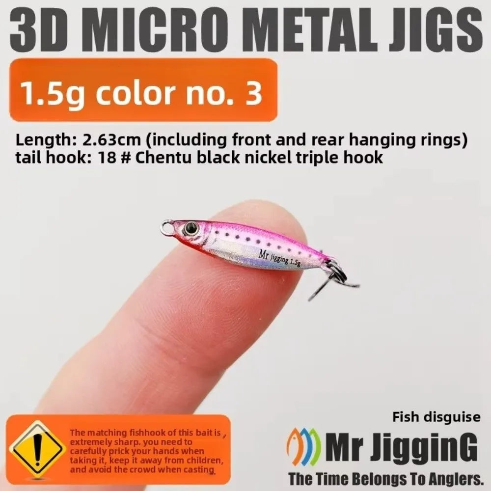 Micro Metal Jig Spoon Lures 1.5g 3g 5g – 3D Cast Fishing Bait