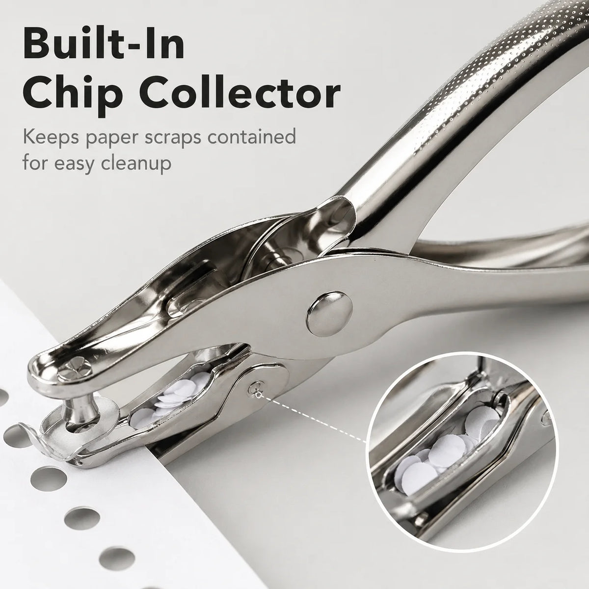 6mm Heavy Duty Handheld Single Hole Punch with Chip Collector