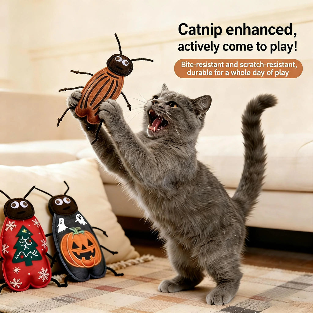 Catnip Cockroach Cat Toy – Soft Felt Interactive Indoor Toy