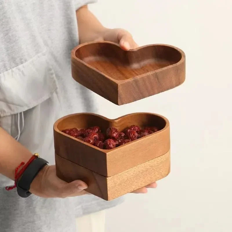 Heart-Shaped Solid Wood Walnut Serving Tray – Candy & Snack Platter