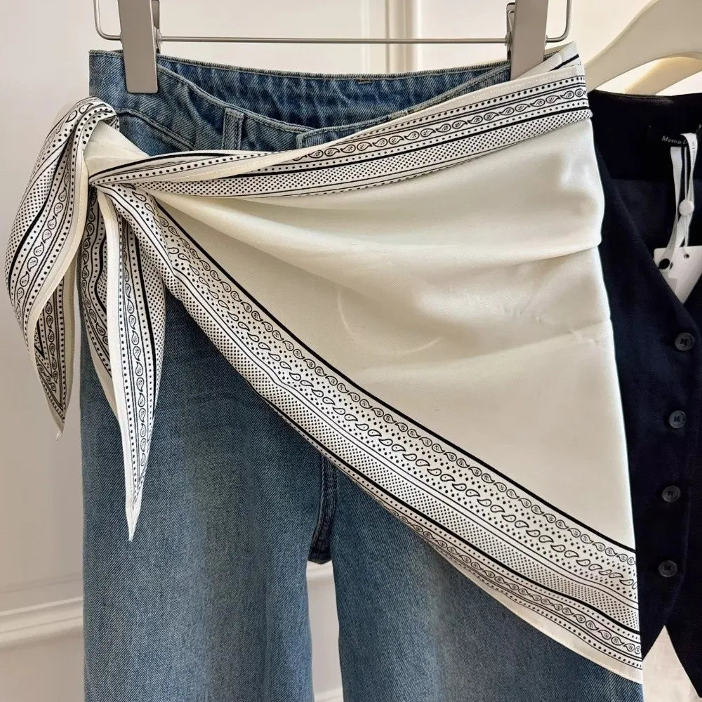 Floral Triangle Silk Satin Scarf – Women's Necktie & Waist Belt