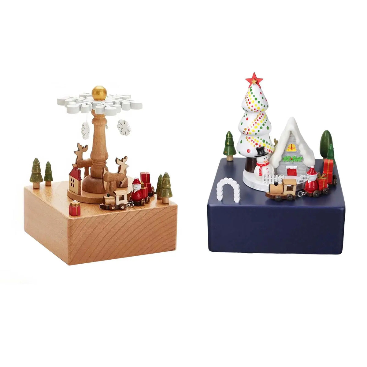 Christmas Wooden Hand Crank Music Box – Carousel Gift