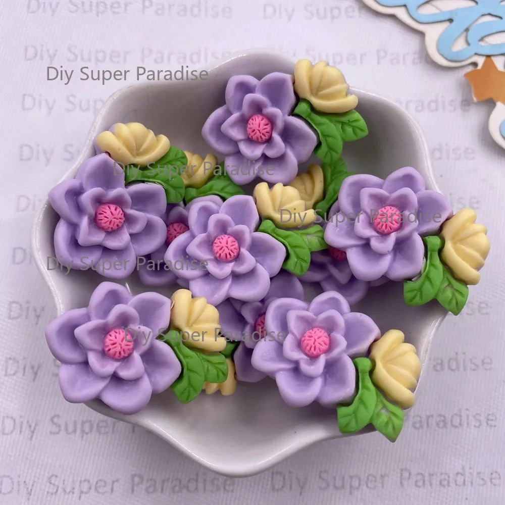 10PCS Resin Lotus Flatback Figurines | DIY Craft Embellishments