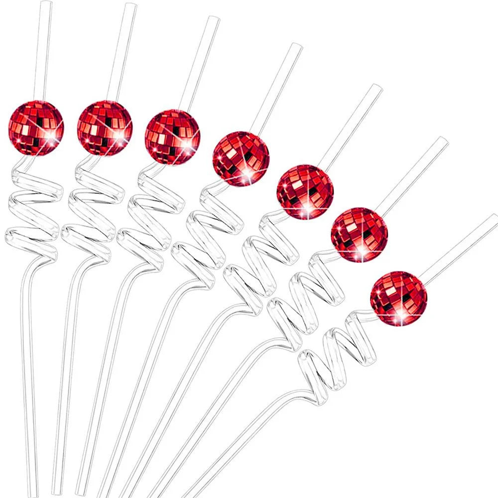 Mini Mirror Disco Ball Straw – Silver Party Decoration