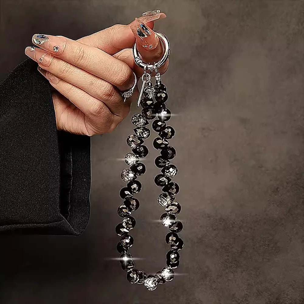 Crystal Rhinestone Bead Phone Wrist Strap Lanyard Keychain