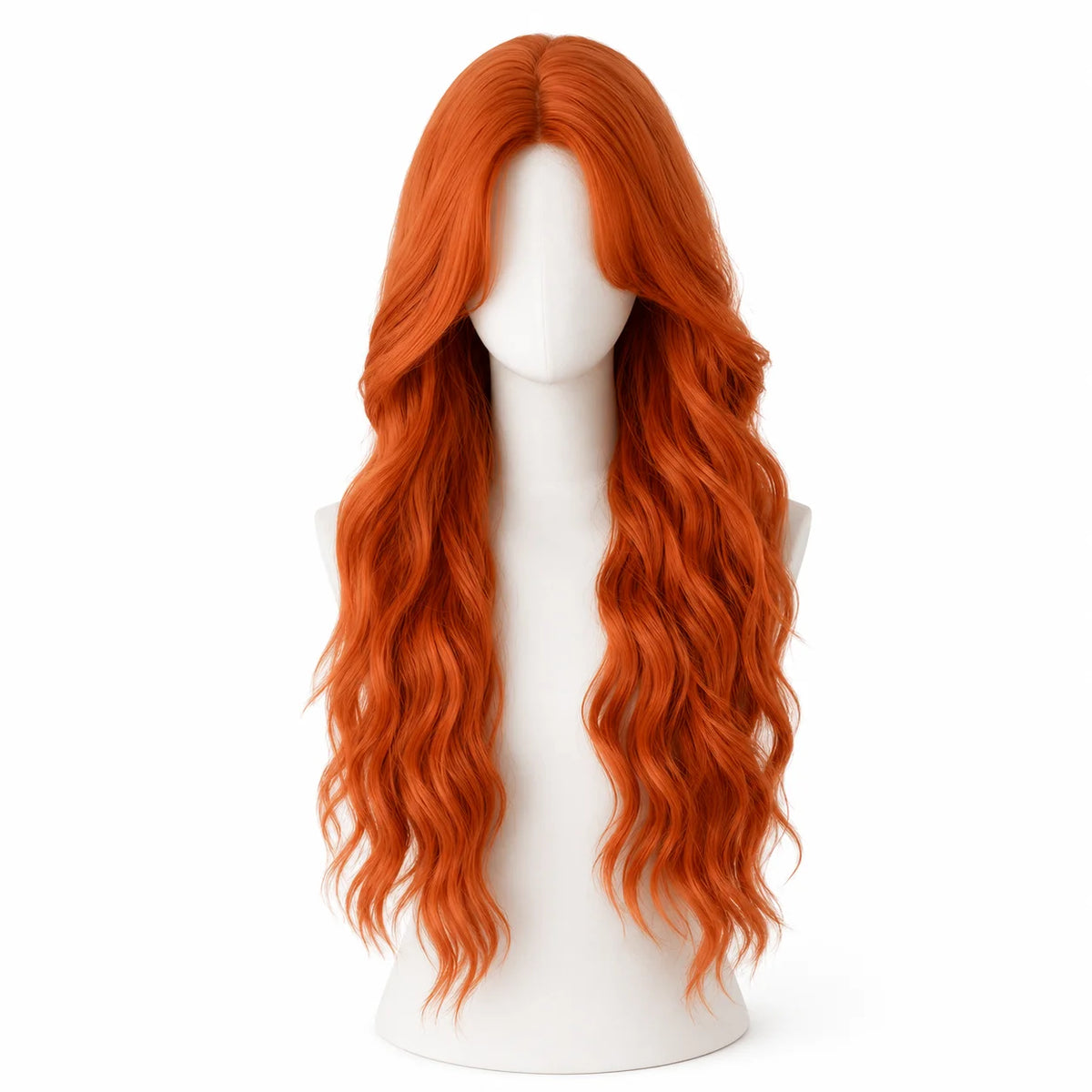 Dirty Orange Long Curly Cosplay Wig with Bangs | Full Headpiece