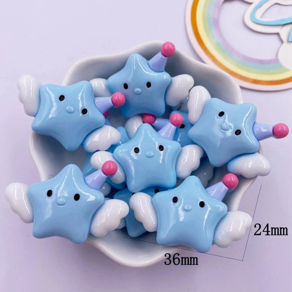 Resin Kawaii Angel Star Baby Flatback Figurines 6PCS DIY Crafts