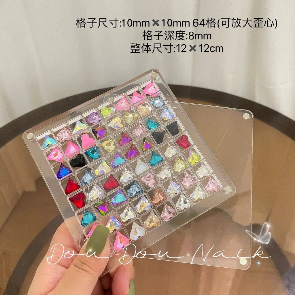 Transparent Diamond Nail Tool & Jewelry Storage Box