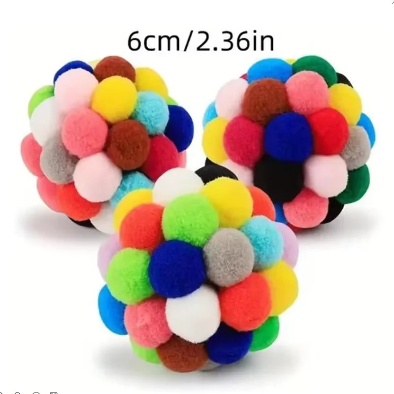 Interactive Plush Bouncy Ball Cat Toy – Colorful Yarn Teaser
